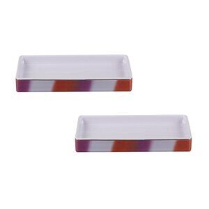 2 new Wild Sage Tiger Wash Stripe 9"x5"x1" Ceramic BATHROOM VANITY TRAYS